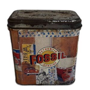 FOSSIL Tin Can Watch Empty Authentic Genuine Fossil 1999 w/ Accessories